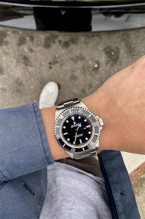 rolex submariner on small wrist|rolex submariner 41mm thickness.